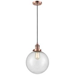 Franklin Beacon 10" Wide Copper Corded Mini Pendant w/ Seedy Shade