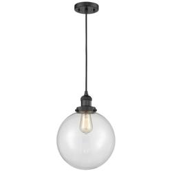 Franklin Beacon 10" Wide Matte Black Corded Mini Pendant w/ Clear Shad