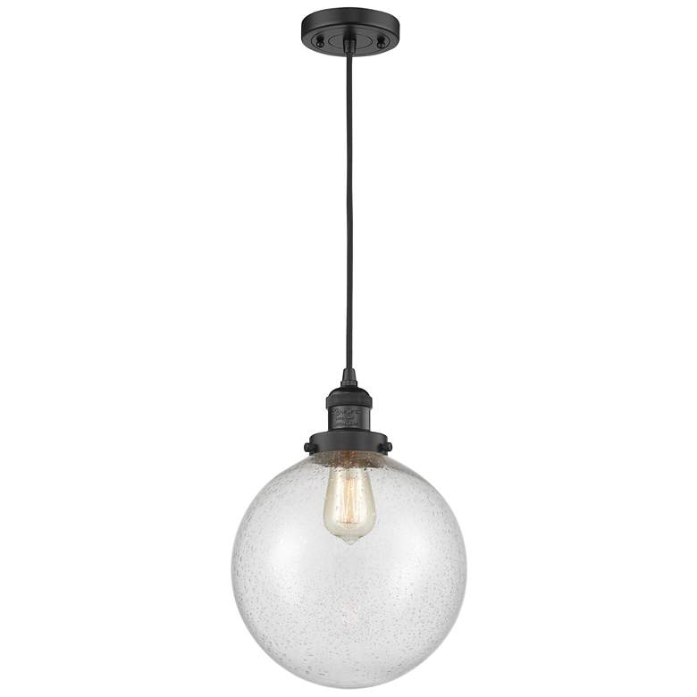 Image 1 Franklin Beacon 10" Wide Matte Black Corded Mini Pendant w/ Seedy Shad