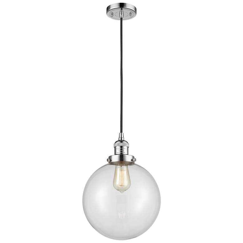 Image 1 Franklin Beacon 10" Wide Polished Chrome Corded Mini Pendant w/ Clear