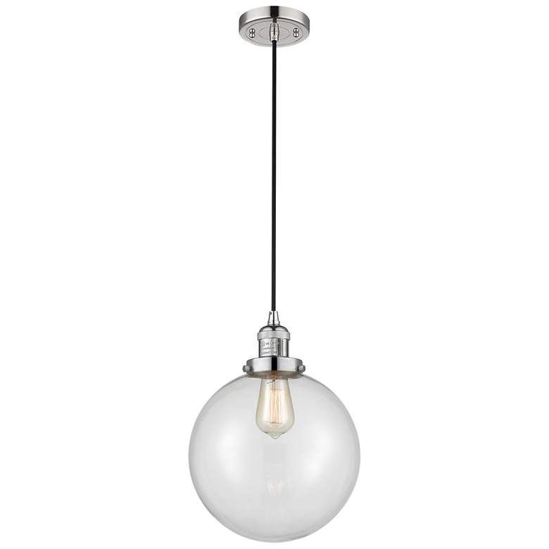 Image 1 Franklin Beacon 10" Wide Polished Nickel Corded Mini Pendant w/ Clear