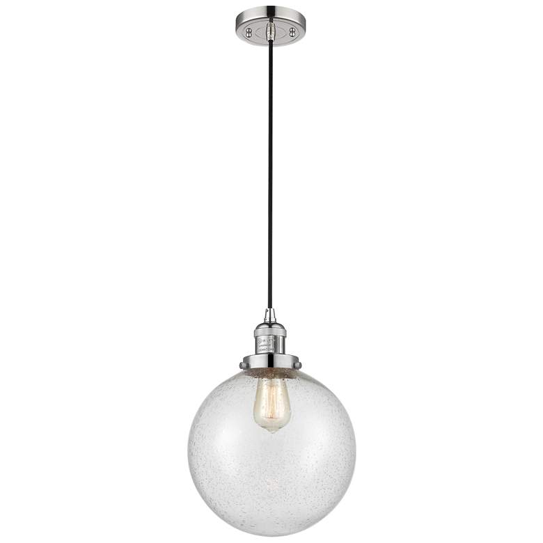 Image 1 Franklin Beacon 10" Wide Polished Nickel Corded Mini Pendant w/ Seedy