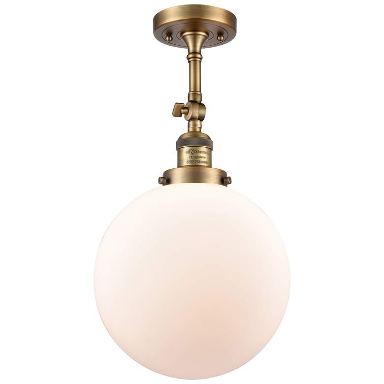 Image 1 Franklin Beacon 10"W Brushed Brass Adjustable Semi.Flush w/ White Shad