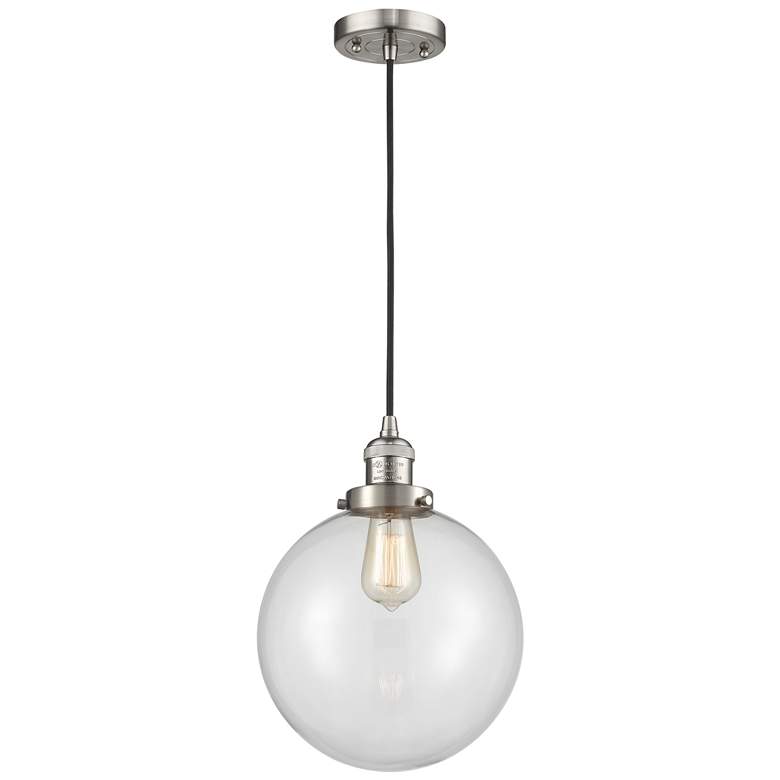 Image 1 Franklin Beacon 10"W Brushed Nickel Corded Mini Pendant w/ Clear Shade