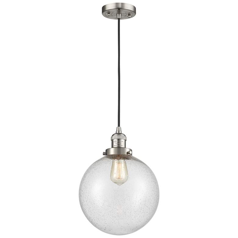Image 1 Franklin Beacon 10"W Brushed Nickel Corded Mini Pendant w/ Seedy Shade
