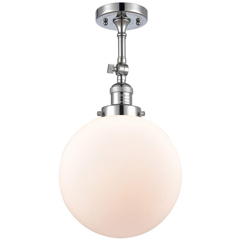 Image 1 Franklin Beacon 10"W Chrome Adjustable Semi.Flush w/ Matte White Shade