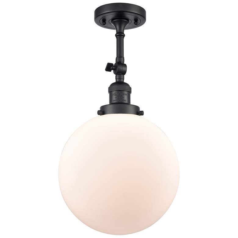 Image 1 Franklin Beacon 10"W Matte Black Adjustable Semi.Flush w/ Matte White