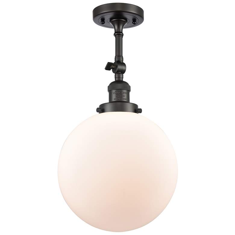 Image 1 Franklin Beacon 10"W Oiled Bronze Adjustable Semi.Flush w/ White Shade