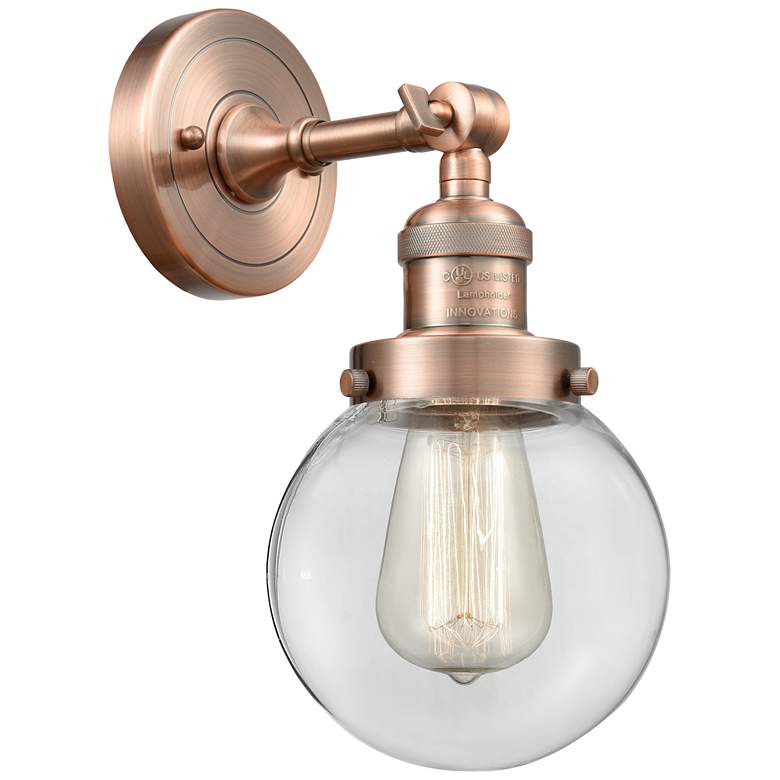 Image 1 Franklin Beacon 12" High Copper Sconce w/ Clear Shade