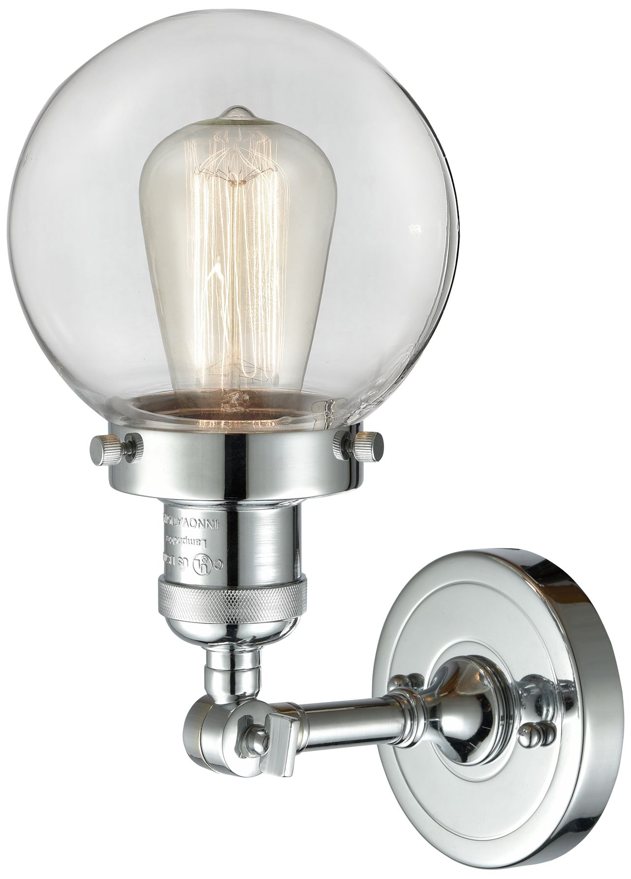 Image 6 Franklin Beacon 12" High Polished Chrome Sconce w/ Clear Shade more views