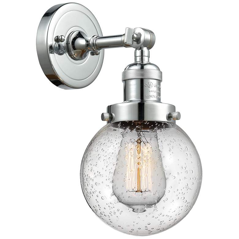 Image 1 Franklin Beacon 12" High Polished Chrome Sconce w/ Seedy Shade