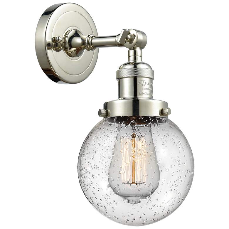 Image 1 Franklin Beacon 12" High Polished Nickel Sconce w/ Seedy Shade