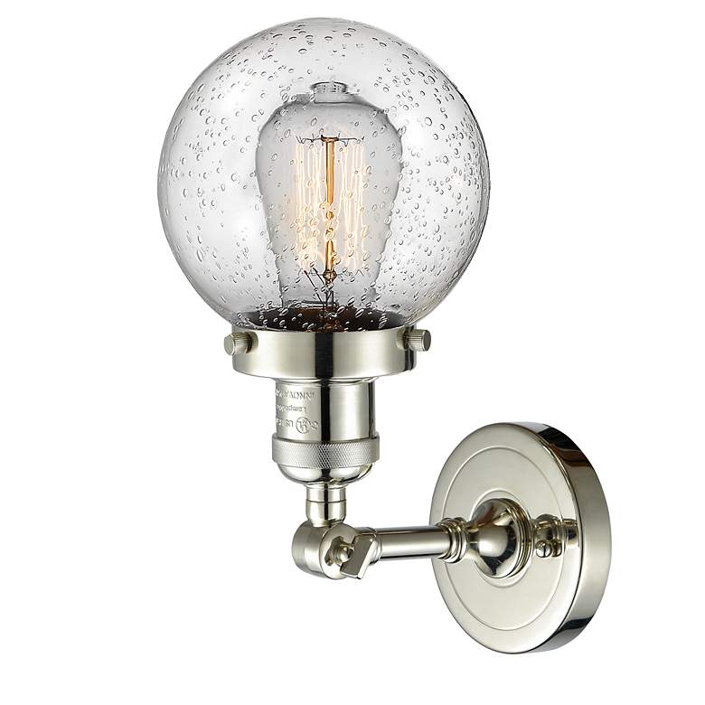 Image 2 Franklin Beacon 12" High Polished Nickel Sconce w/ Seedy Shade more views