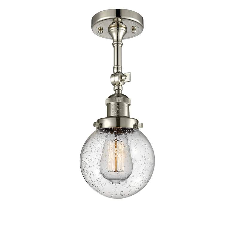 Image 4 Franklin Beacon 12" High Polished Nickel Sconce w/ Seedy Shade more views