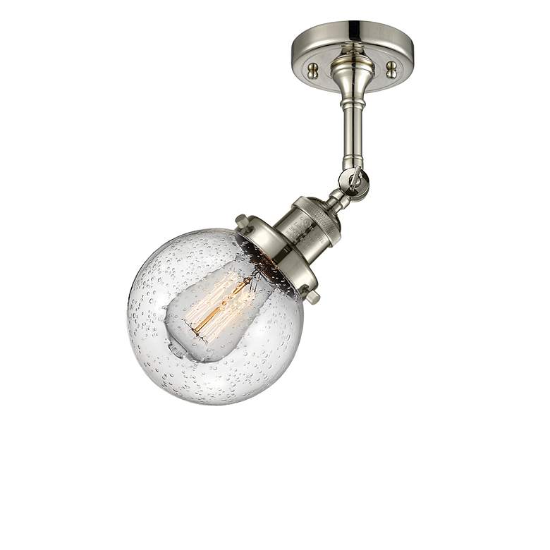 Image 5 Franklin Beacon 12" High Polished Nickel Sconce w/ Seedy Shade more views
