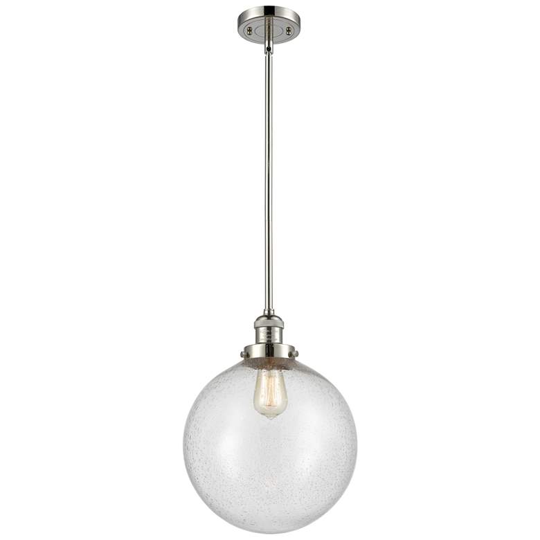 Image 1 Franklin Beacon 12" Polished Nickel Stemmed Mini Pendant w/ Seedy Shad