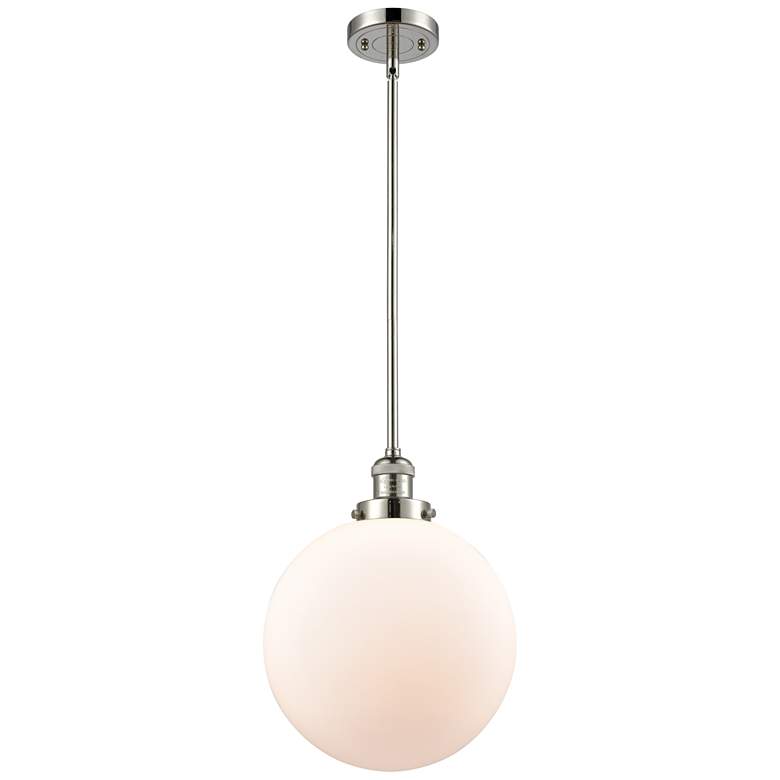 Image 1 Franklin Beacon 12" Polished Nickel Stemmed Mini Pendant w/ White Shad