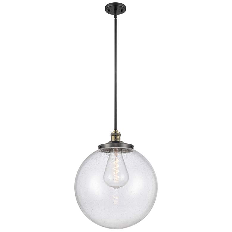 Image 1 Franklin Beacon 16"W Black Brass Stemmed Pendant w/ Seedy Shade