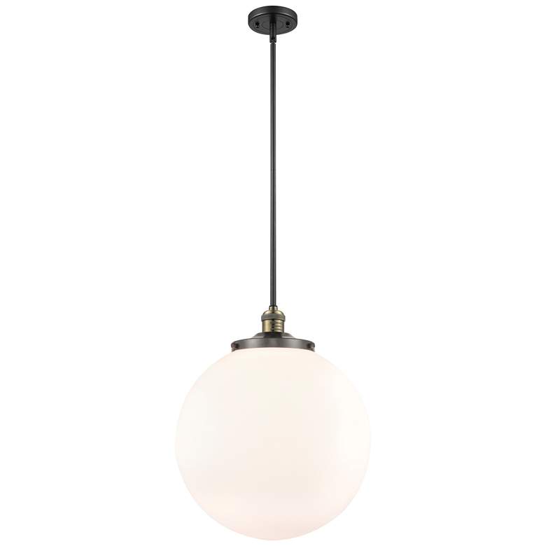 Image 1 Franklin Beacon 16"W Black Brass Stemmed Pendant w/ White Shade