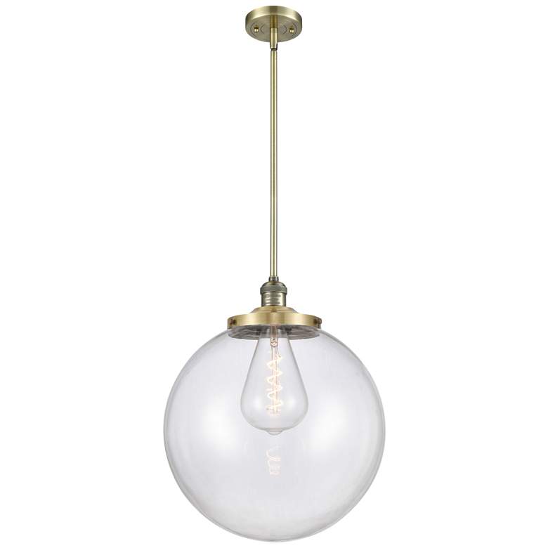 Image 1 Franklin Beacon 16"W Brass Stemmed Pendant w/ Clear Shade