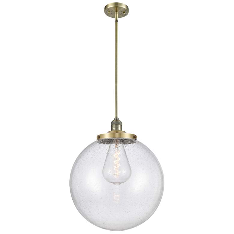 Image 1 Franklin Beacon 16"W Brass Stemmed Pendant w/ Seedy Shade