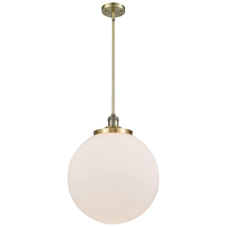 Image 1 Franklin Beacon 16"W Brass Stemmed Pendant w/ White Shade