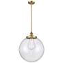 Franklin Beacon 16"W Brushed Brass Stemmed Pendant w/ Clear Shade