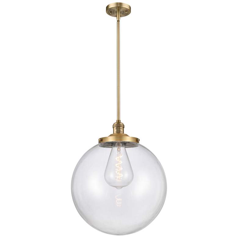 Image 1 Franklin Beacon 16"W Brushed Brass Stemmed Pendant w/ Clear Shade