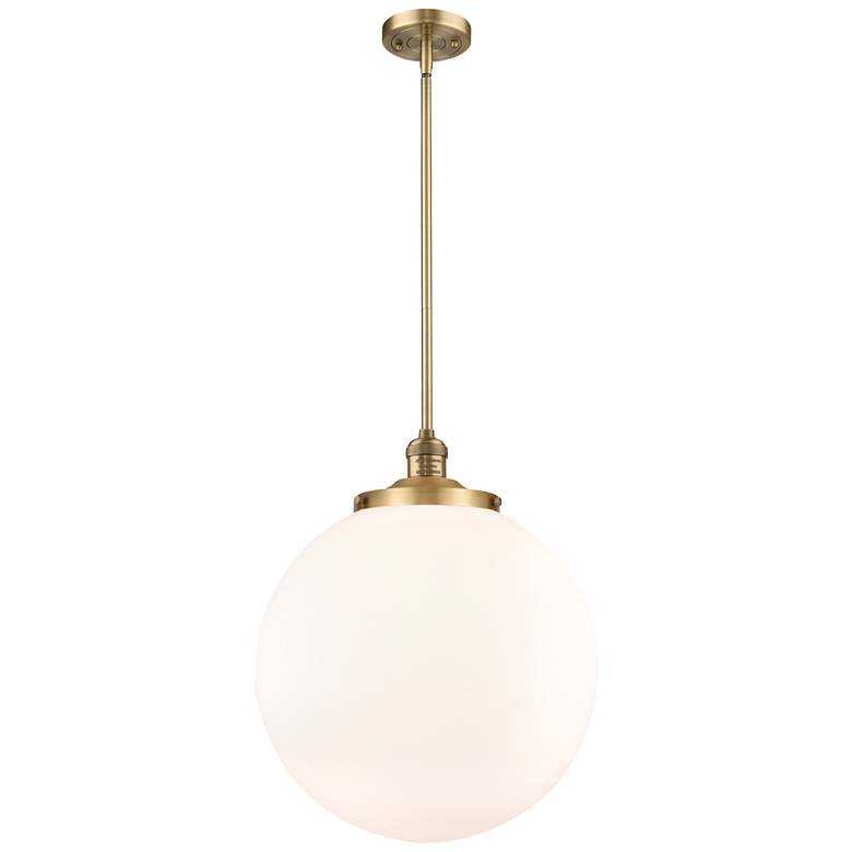 Image 1 Franklin Beacon 16"W Brushed Brass Stemmed Pendant w/ White Shade