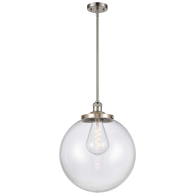 Image 1 Franklin Beacon 16 inchW Brushed Nickel Stemmed Pendant w/ Clear Shade