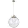 Franklin Beacon 16"W Brushed Nickel Stemmed Pendant w/ Clear Shade