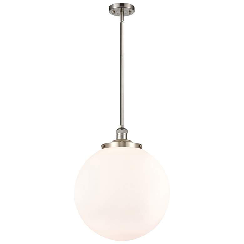 Image 1 Franklin Beacon 16"W Brushed Satin Nickel Stemmed Pendant w/ White Sha