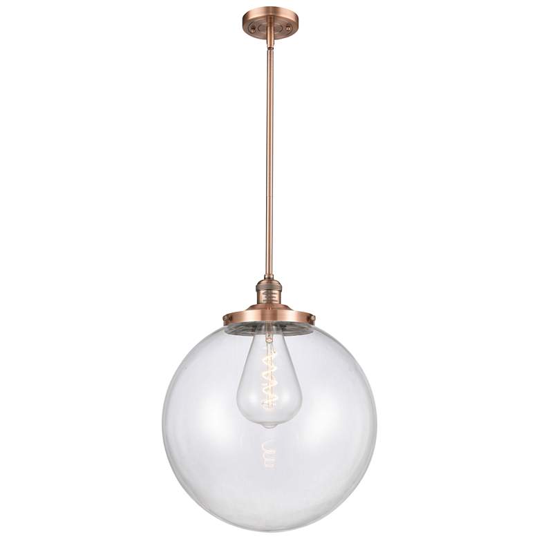 Image 1 Franklin Beacon 16"W Copper Stemmed Pendant w/ Clear Shade