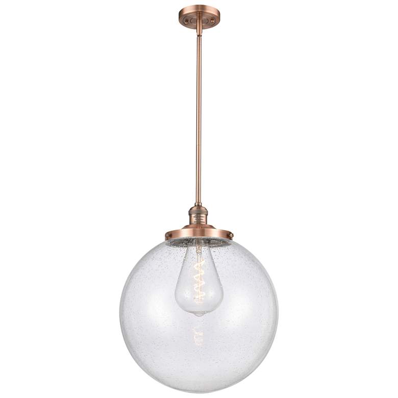 Image 1 Franklin Beacon 16"W Copper Stemmed Pendant w/ Seedy Shade
