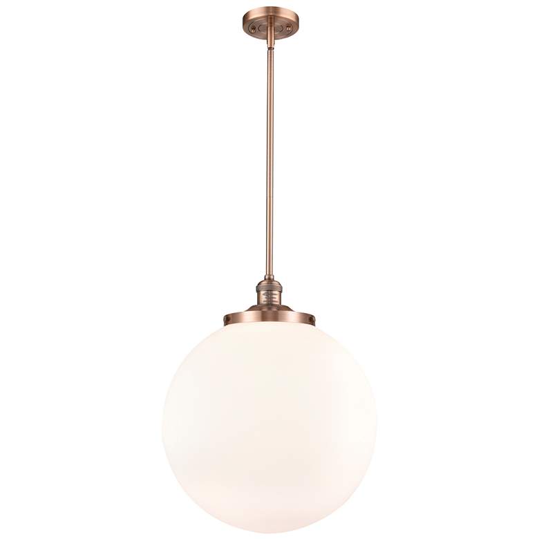 Image 1 Franklin Beacon 16"W Copper Stemmed Pendant w/ White Shade