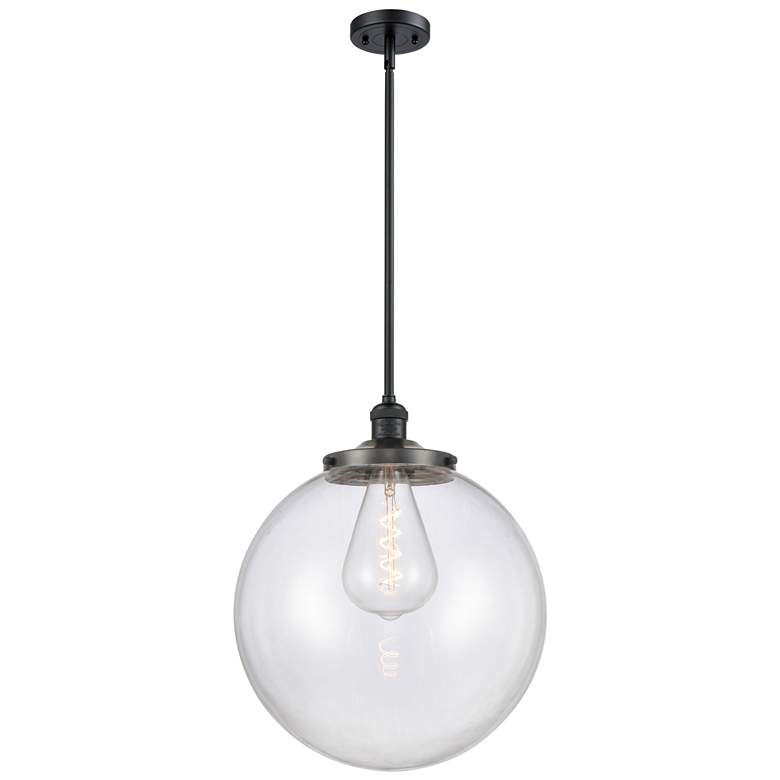Image 1 Franklin Beacon 16"W Matte Black Stemmed Pendant w/ Clear Shade