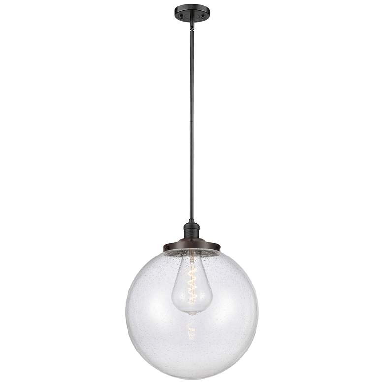 Image 1 Franklin Beacon 16"W Oil Rubbed Bronze Stemmed Pendant w/ Seedy Shade
