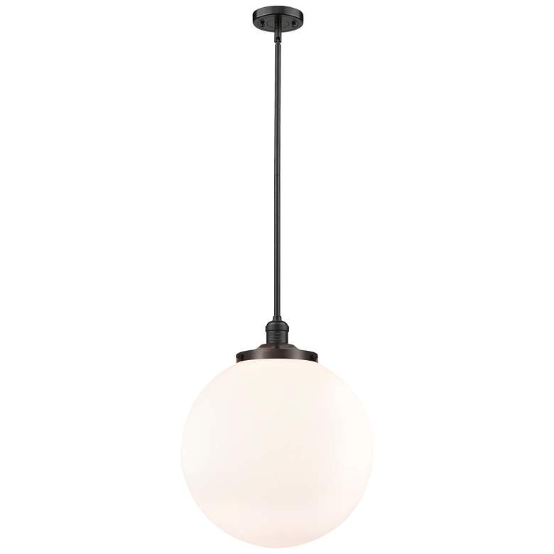 Image 1 Franklin Beacon 16"W Oil Rubbed Bronze Stemmed Pendant w/ White Shade