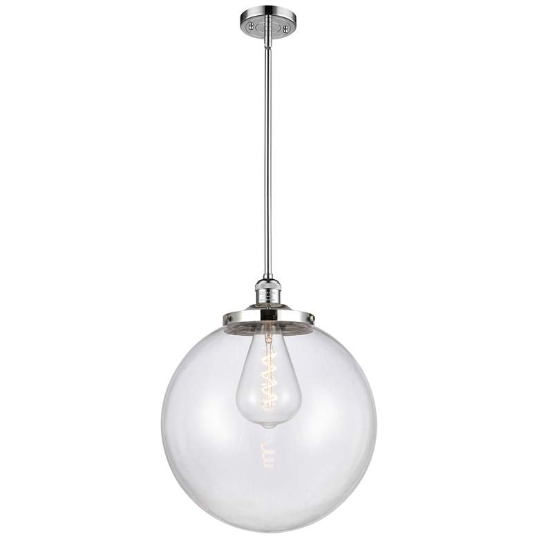 Image 1 Franklin Beacon 16"W Polished Chrome Stemmed Pendant w/ Clear Shade