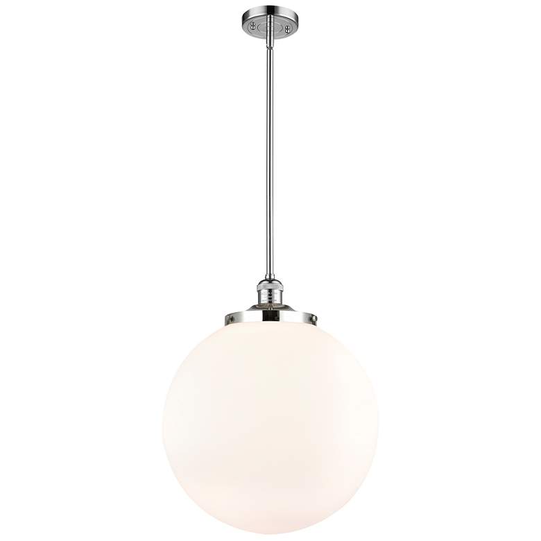 Image 1 Franklin Beacon 16"W Polished Chrome Stemmed Pendant w/ White Shade