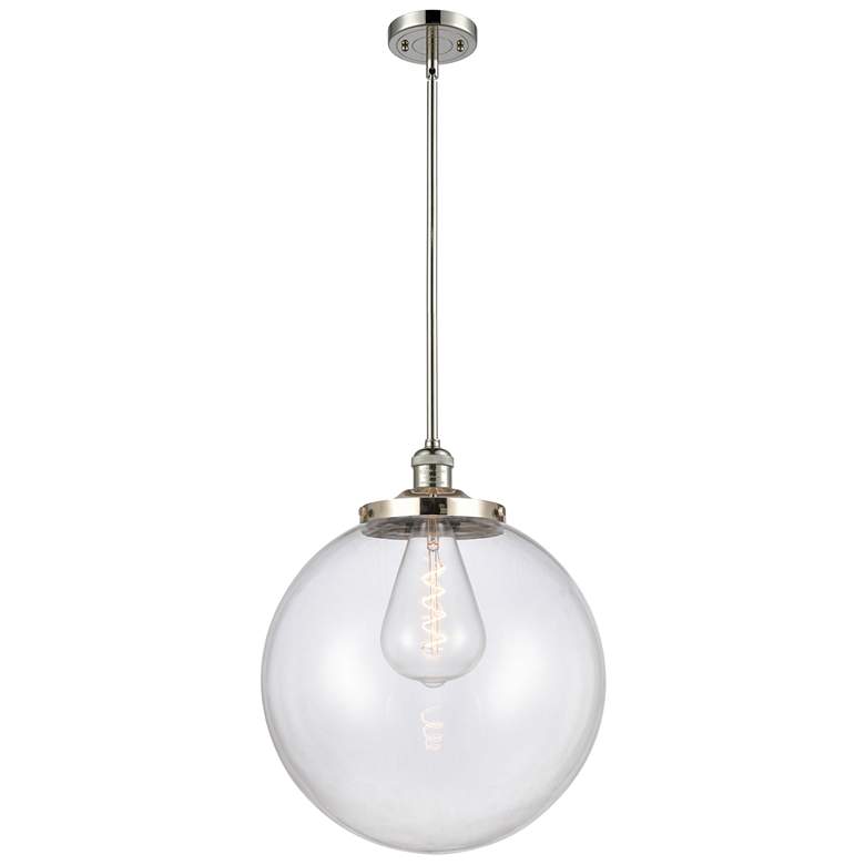 Image 1 Franklin Beacon 16"W Polished Nickel Stemmed Pendant w/ Clear Shade