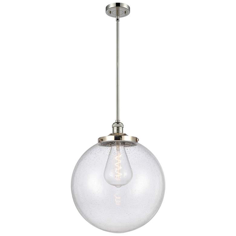 Image 1 Franklin Beacon 16"W Polished Nickel Stemmed Pendant w/ Seedy Shade