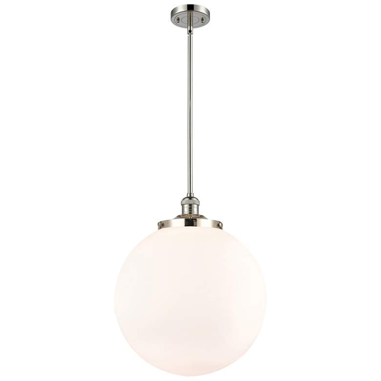 Image 1 Franklin Beacon 16"W Polished Nickel Stemmed Pendant w/ White Shade