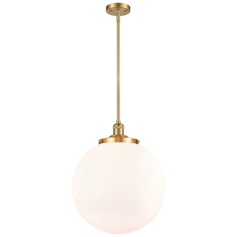 Image 1 Franklin Beacon 16"W Satin Gold Stemmed Pendant w/ White Shade