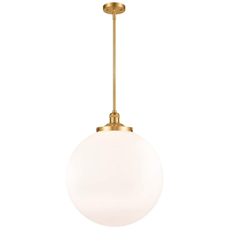 Image 1 Franklin Beacon 18" Wide Satin Gold Stem Hung Pendant w/ Matte White S