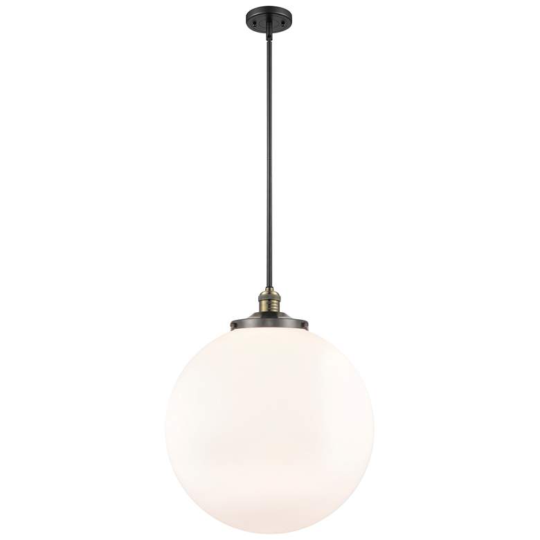 Image 1 Franklin Beacon 18"W Black Antique Brass Stemmed Pendant w/ White Shad