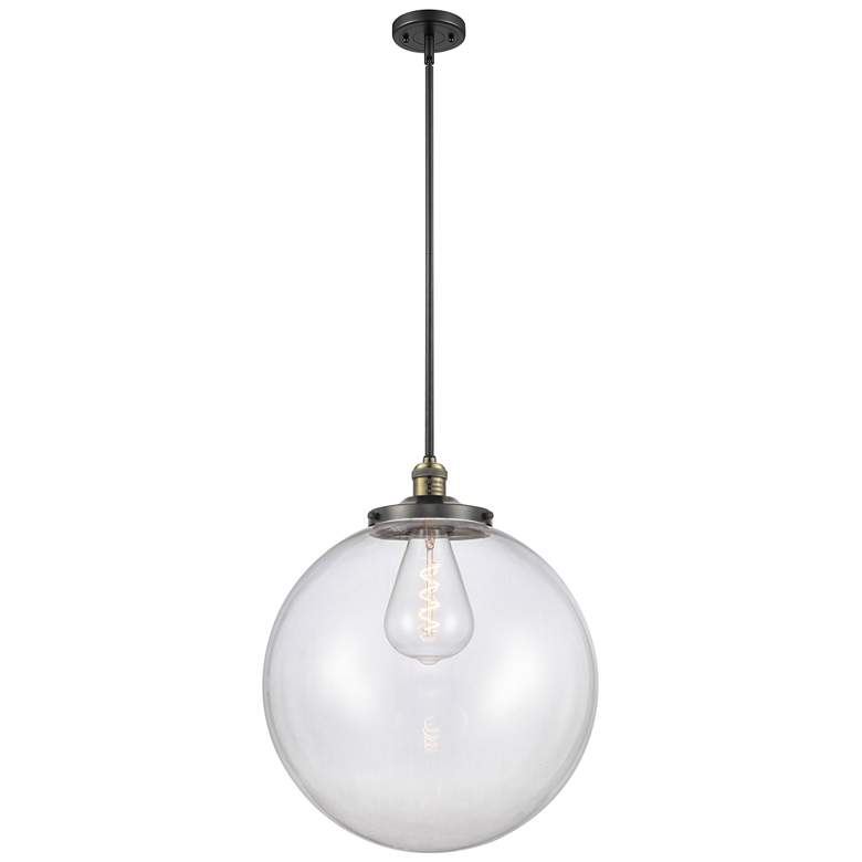 Image 1 Franklin Beacon 18"W Black Brass Stemmed Pendant w/ Clear Shade