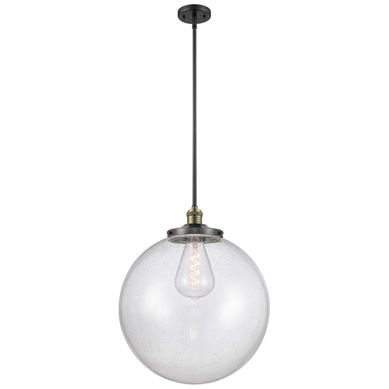 Image 1 Franklin Beacon 18"W Black Brass Stemmed Pendant w/ Seedy Shade