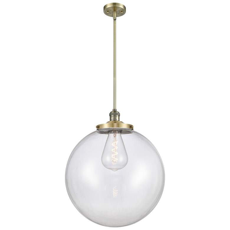 Image 1 Franklin Beacon 18"W Brass Stemmed Pendant w/ Clear Shade