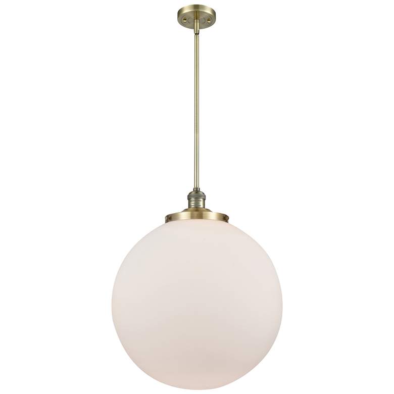 Image 1 Franklin Beacon 18"W Brass Stemmed Pendant w/ White Shade